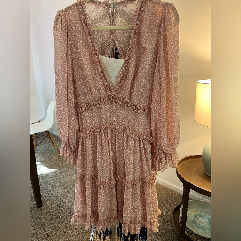 Light leopard pink formal dress